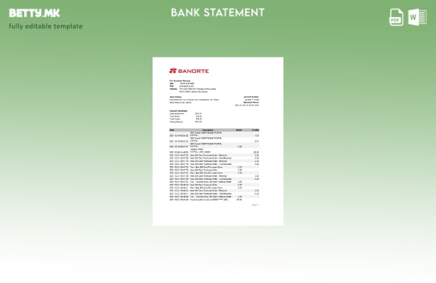 модерен стил на шаблон за збор за извод од банка во Мексико Банорте